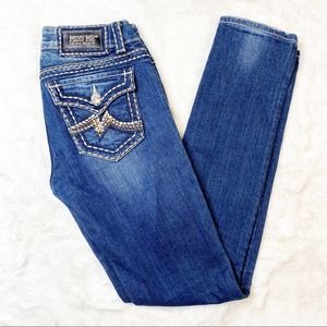 MISS ME Irene Skinny Embroidered Flap Pocket Jeans 28